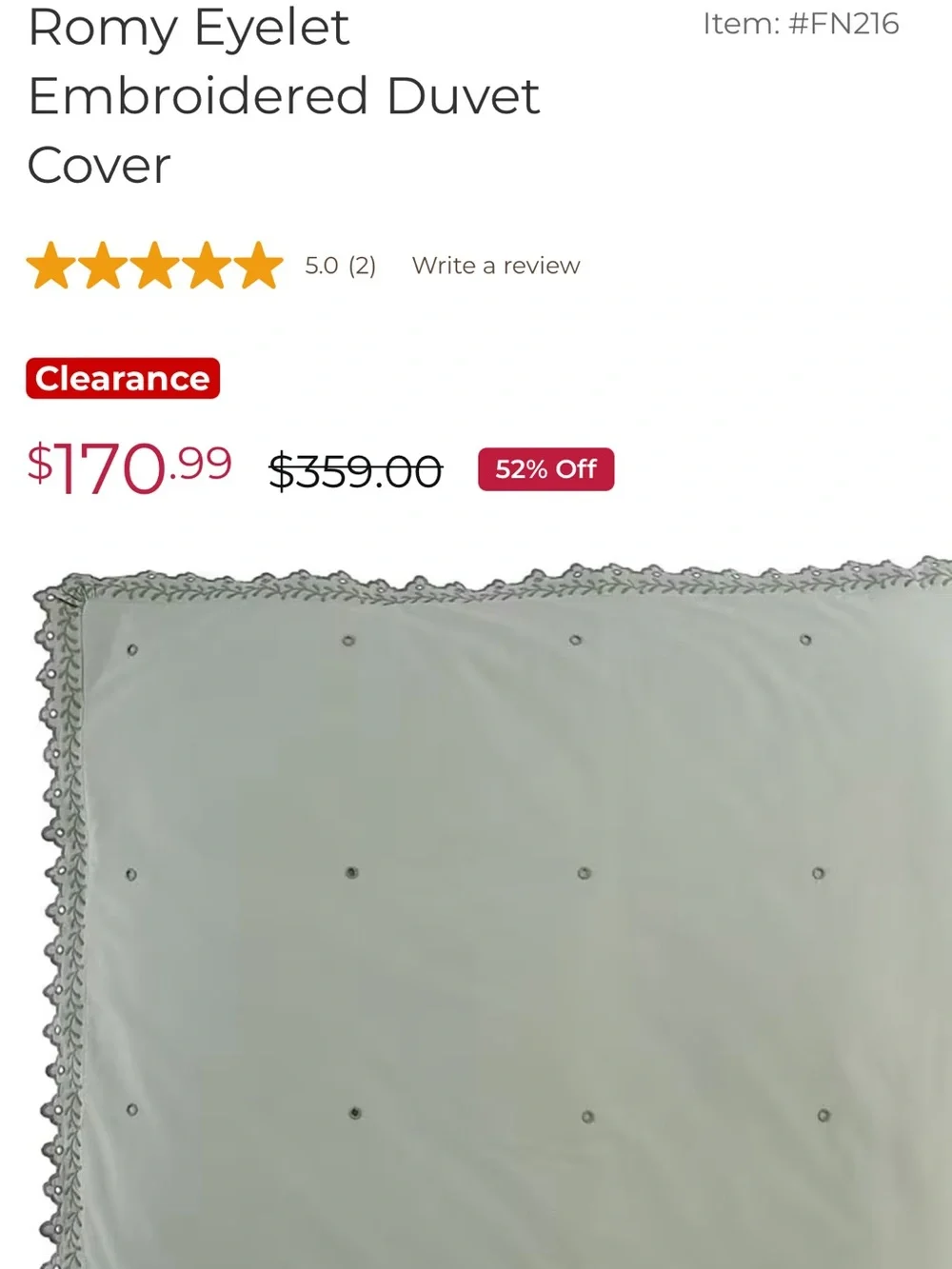 Ballard Designs Romy Eyelet Embroidered Duvet Color